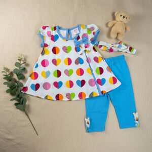 New Laura Ashley Baby Girl Outfit set Shirt leggings headband Size 3 months